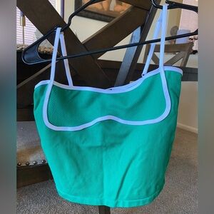 Anthropologie Green and Pink Top